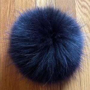 Fox Fur Pom Pom keychain, black and purple strings